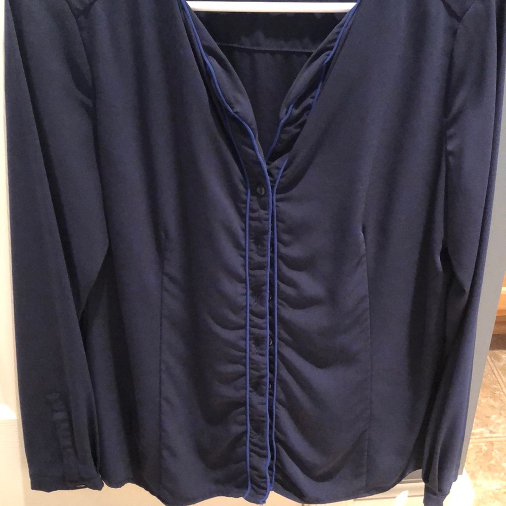 Navy blue with trim blouse